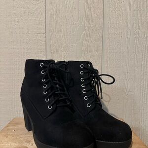 Black Lace-Up Ankle Boots
